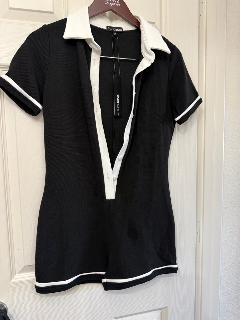 Fashion Nova Black Romper with White Trim